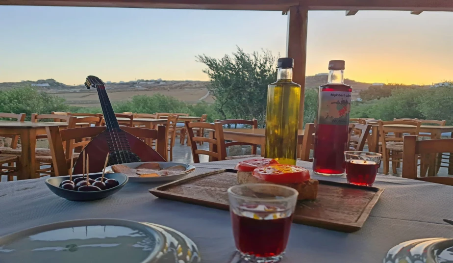 Wine Tour Mykonos, Olive Oil Tasting, Local Delicatessen & Live Music