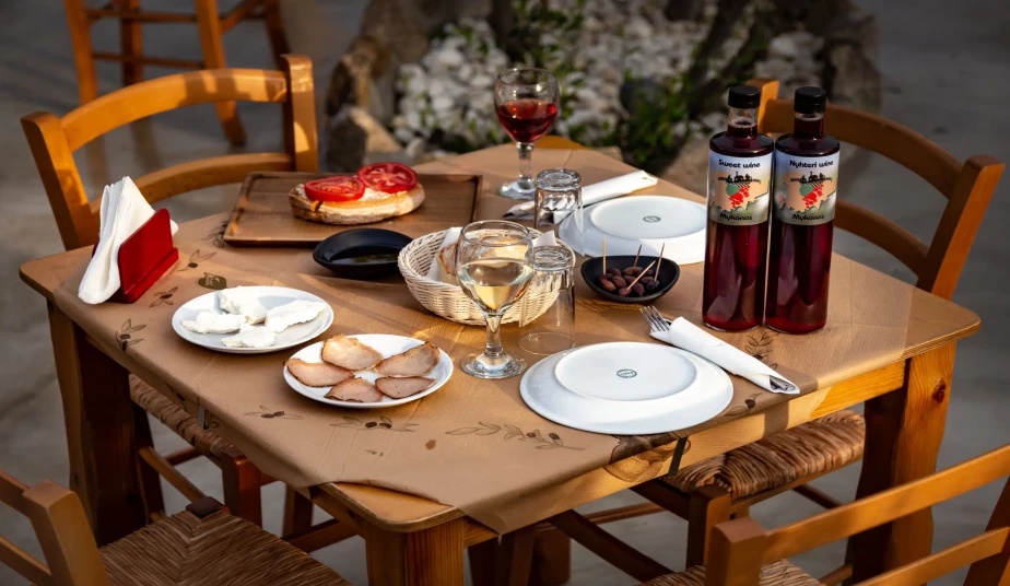 Wine Tour Mykonos, Olive Oil Tasting, Local Delicatessen & Live Music